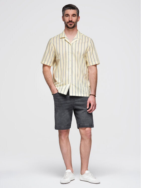 Ombre Ombre Džínové šortky OM-SRDS-0192 Tmavě šedá Slim Fit