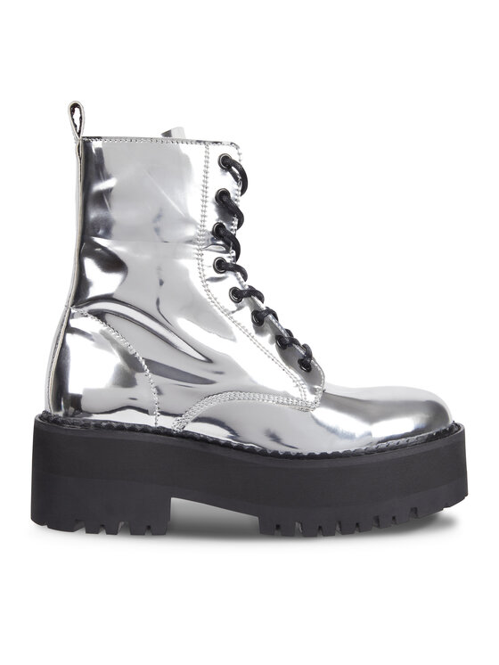 Botine Tommy Jeans Tjw Flatform Zip Up Metallic EN0EN02403 Gri