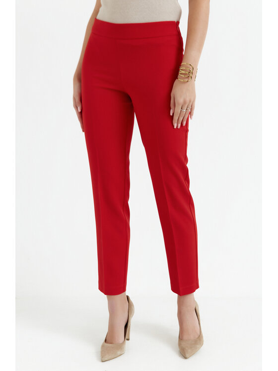 Makover Makover Spodnie damskie K055 Czerwony Regular Fit