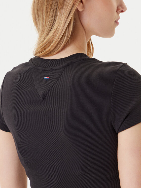Tommy Jeans Tommy Jeans Póló DW0DW21421 Fekete Slim Fit
