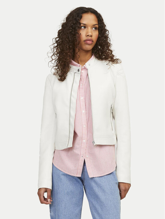 JJXX Geacă din imitație de piele Ava 12258376 Alb Slim Fit