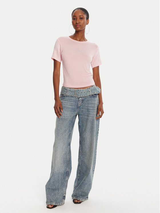 Juicy Couture Juicy Couture T-shirt Sheer JCWCT225301 Ružičasta Slim Fit