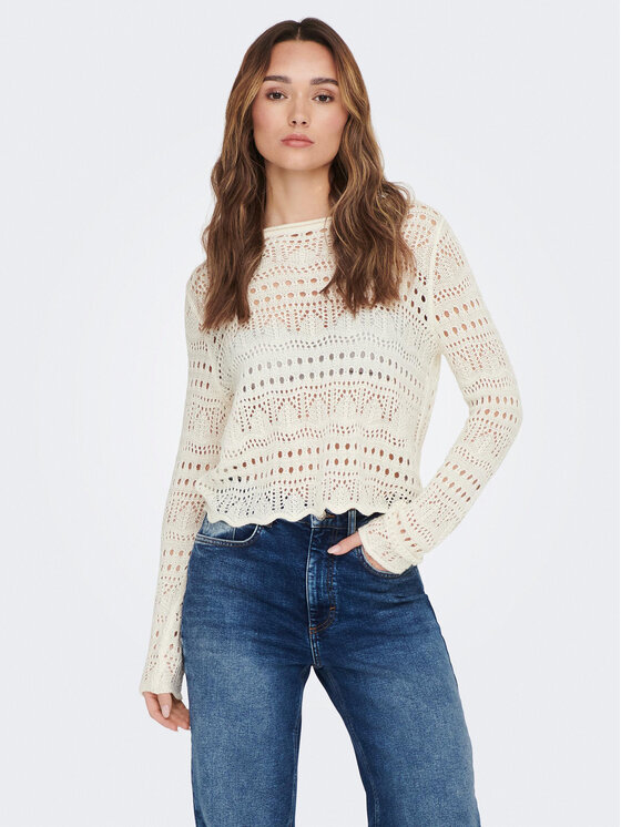 JDY JDY Pulover Sun Lay 15287384 Écru Regular Fit
