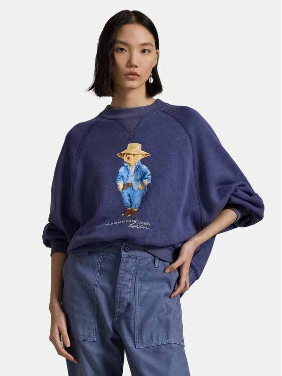 Polo Ralph Lauren Džemperis ar kapuci 211959106001 Tumši zils Oversize