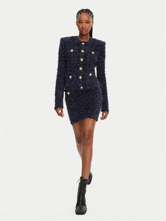 Balmain Balmain Miniszoknya DF0LB015KH74 Sötétkék Regular Fit