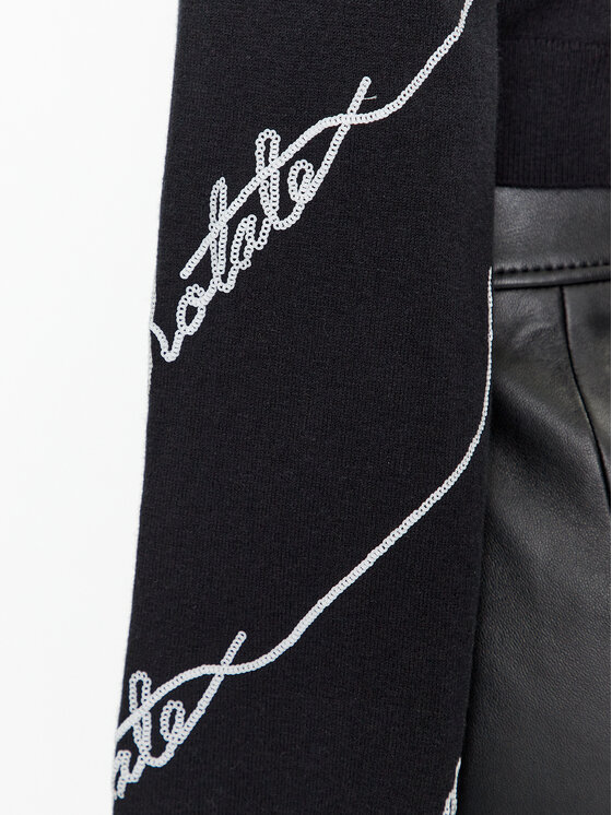 ROTATE ROTATE Sveter Sequin Logo 110113100 Čierna Regular Fit
