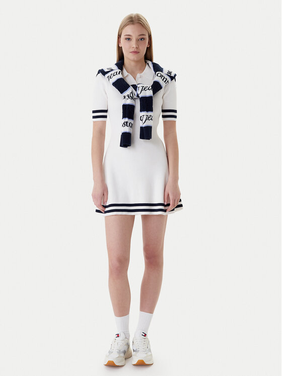 Tommy Jeans Tommy Jeans Плетена рокля DW0DW22106 Екрю Slim Fit