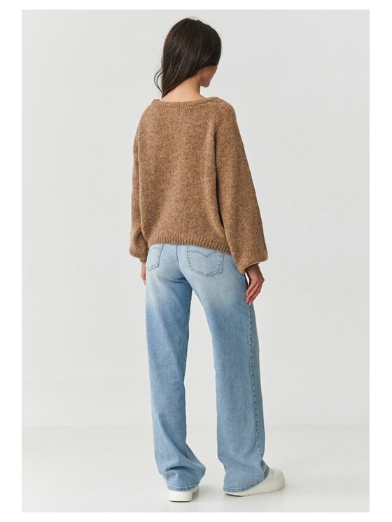 Makadamia Makadamia Sweter S168 Brązowy Boxy Fit