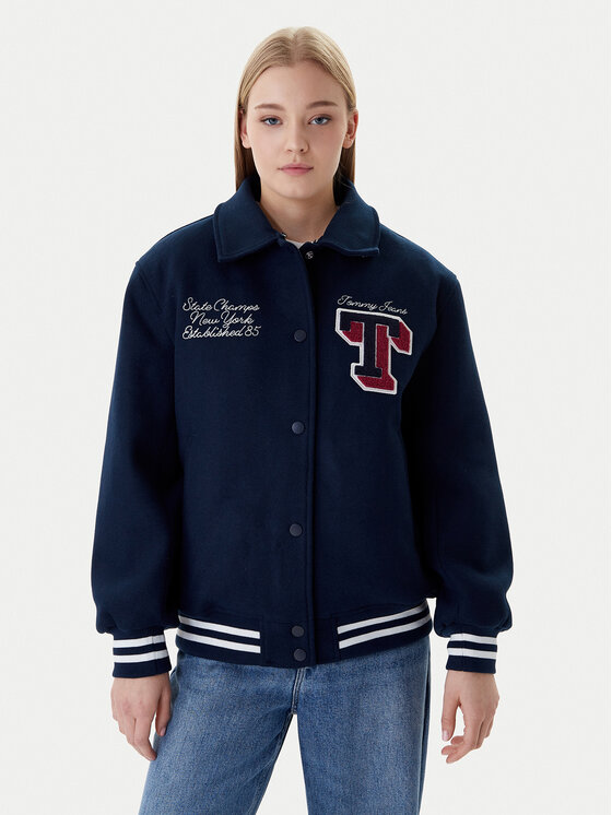 Tommy Jeans Kurtka bomber Varsity DW0DW22051 Granatowy Relaxed Fit