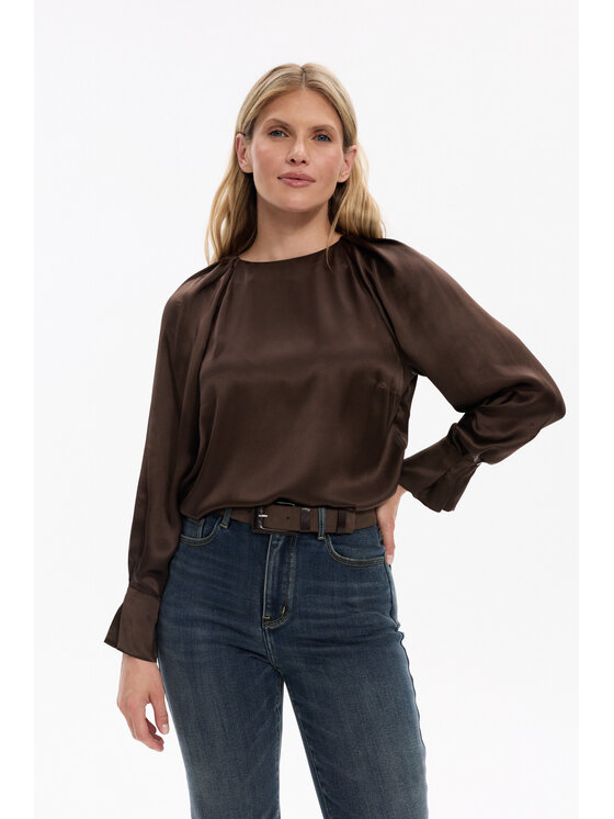 Deni Cler Milano Deni Cler Milano Bluzka W-DC-1454-F5-B2-78-1 Brązowy Regular Fit