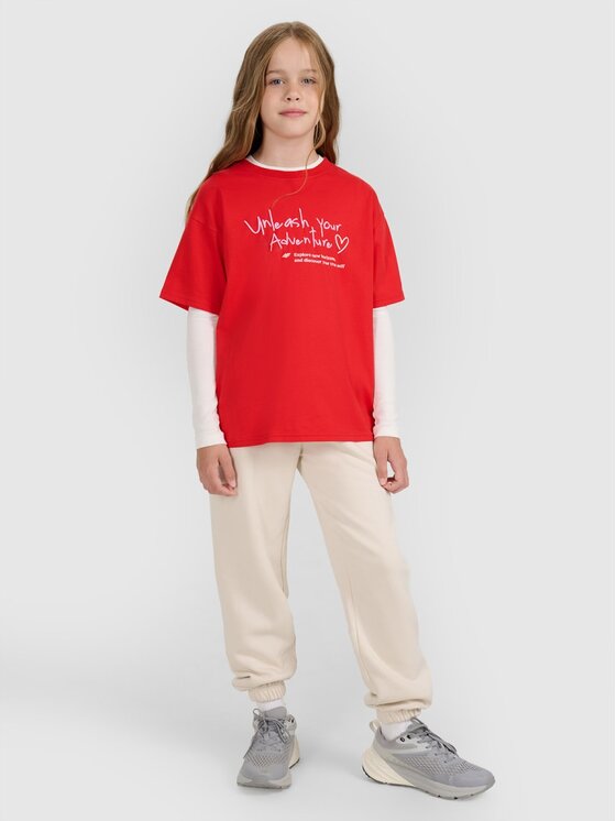 4F 4F T-shirt 4FJRAW25TTSHF3188-62S Rosso Oversize