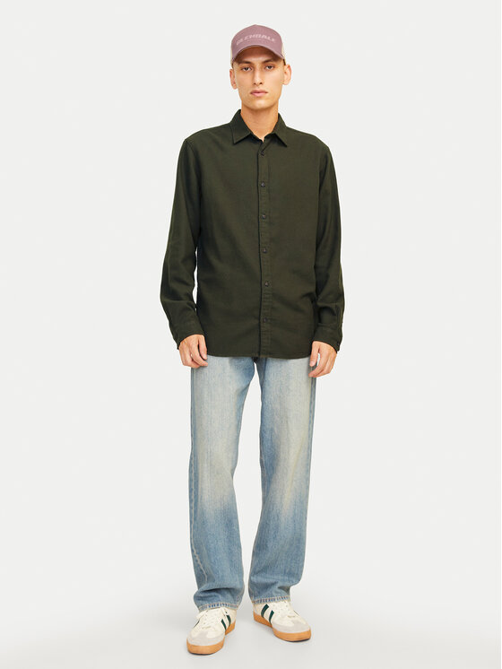 Jack&Jones Jack&Jones Marškiniai Joshua 12258429 Žalia Slim Fit
