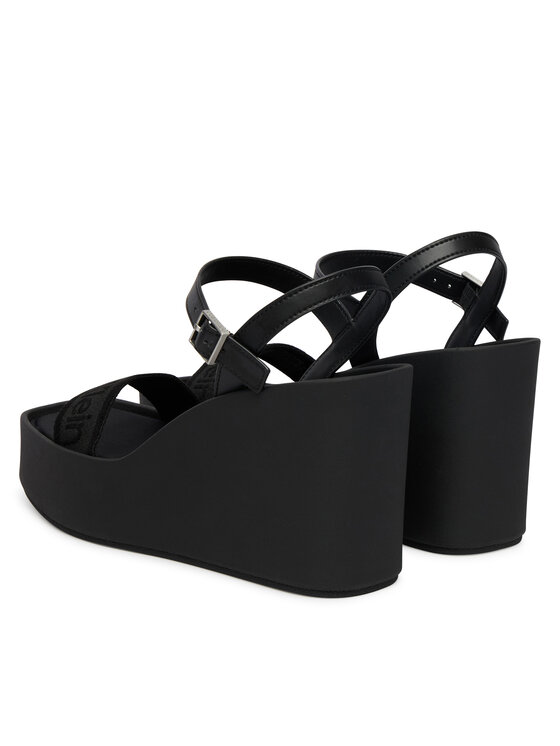 Calvin Klein Calvin Klein Sandales Wedge 70 Sndl Webbing Lth HW0HW02882 Melns