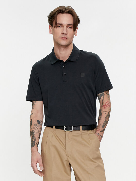 Baldessarini Baldessarini Тениска с яка и копчета B4 10044/000/5190 Черен Regular Fit