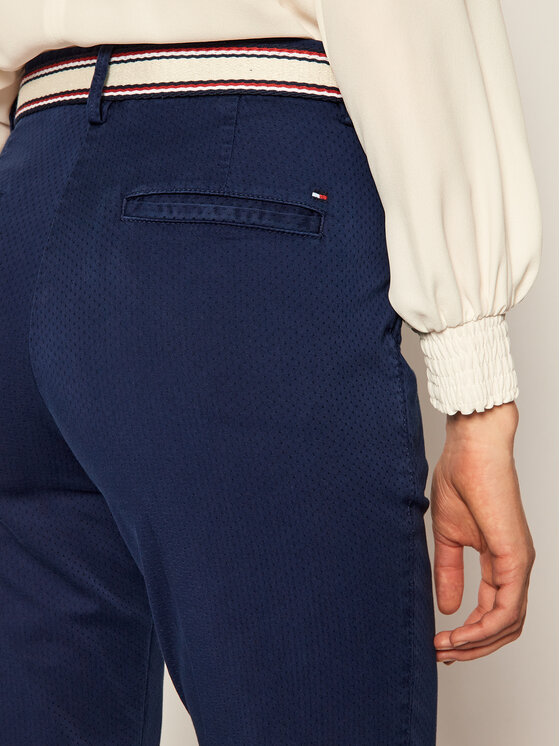 Tommy Hilfiger Tommy Hilfiger Pantaloni di tessuto Dobby WW0WW27285 Blu scuro Regular Fit