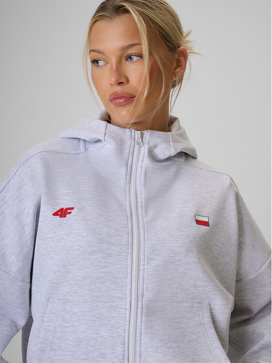 4F 4F Bluza STREFA KIBICA Szary jasny Regular Fit