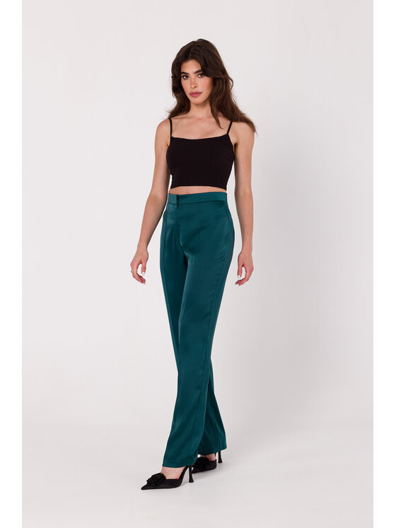 Makover Makover Spodnie damskie K174 Zielony Modern Fit