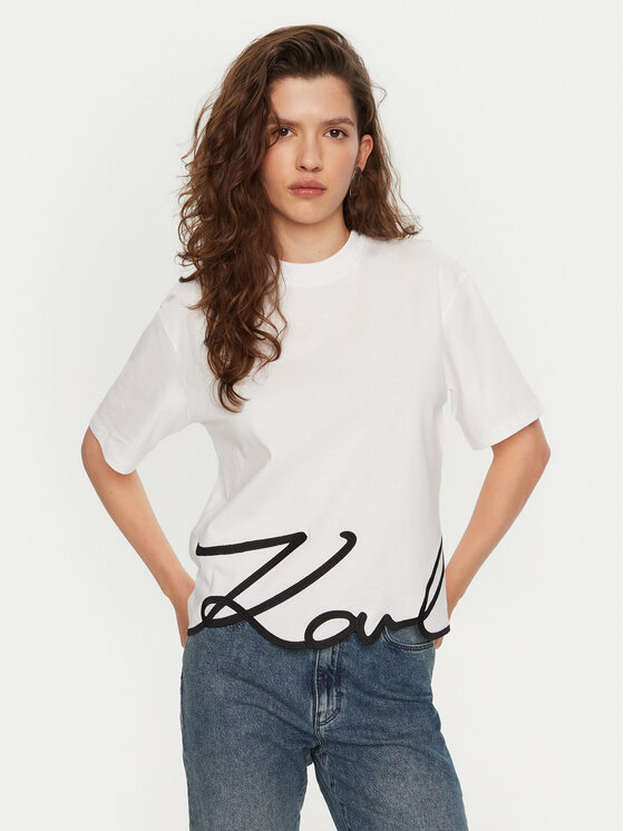 KARL LAGERFELD T-shirt A1W17013 Bijela Regular Fit