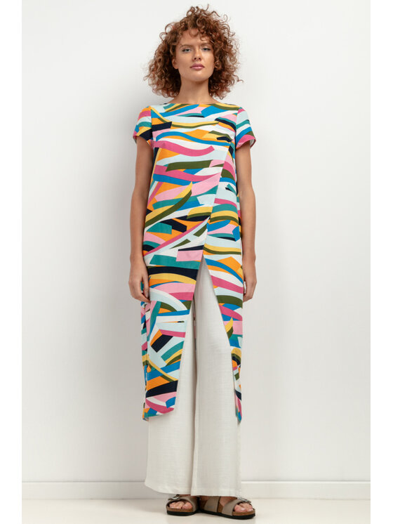 Tessita Tessita Narzutka NARZUTKA_T410_2_M Kolorowy Classic Fit