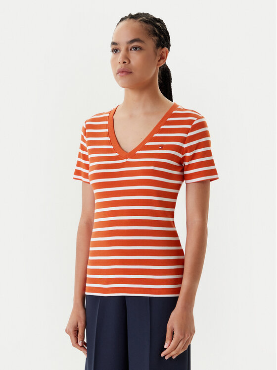 Tommy Hilfiger Tommy Hilfiger Tricou New Cody WW0WW40584 Portocaliu Slim Fit
