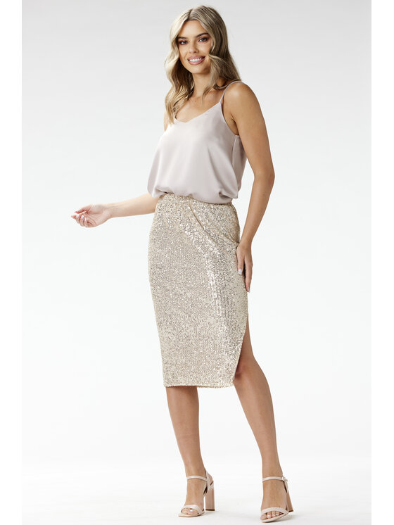Awama Awama Spódnica A692 Beżowy Basic Fit