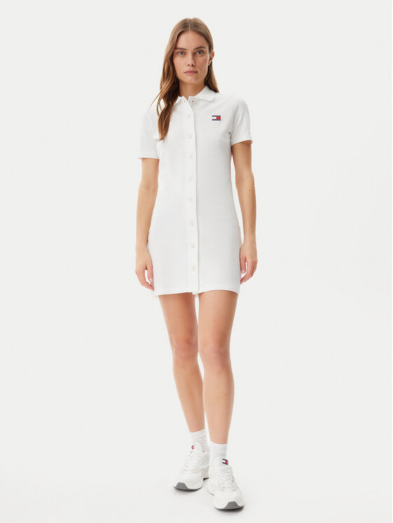 Tommy Jeans Tommy Jeans Každodenní šaty Badge DW0DW20302 Écru Regular Fit