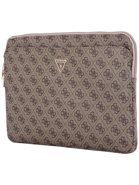 Guess Guess Torba na laptopa Sleeve 14" 4G Zipper Pocket Triangle Logo Brązowy