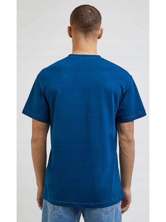Lee Lee T-Shirt Varsity Tee Niebieski Relaxed Fit