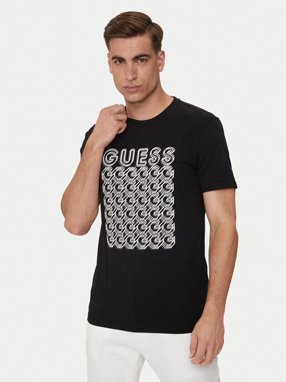 Guess Majica M4YI29 J1314 Črna Slim Fit