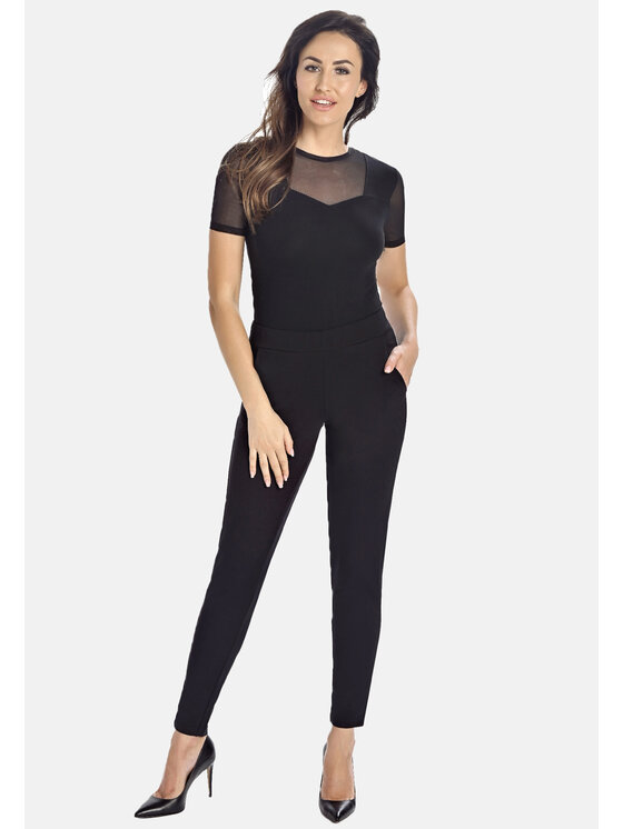 Teyli Teyli Body damskie z siateczką Juliet Czarny Regular Fit