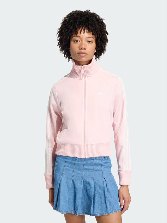 adidas adidas Bluza Firebird with Knitted Crochet Details Różowy Slim Fit