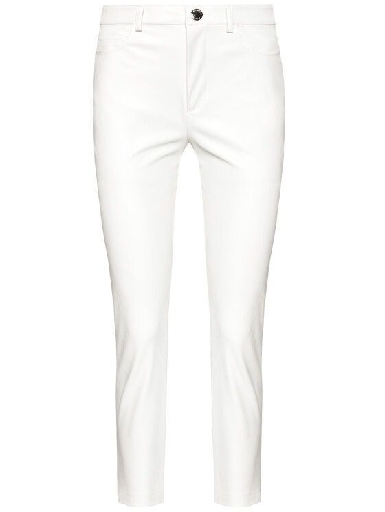 PINKO Pinko Kalhoty z imitace kůže Susan PE 21 BLK01 1G15ZV 7105 Bílá Slim Fit