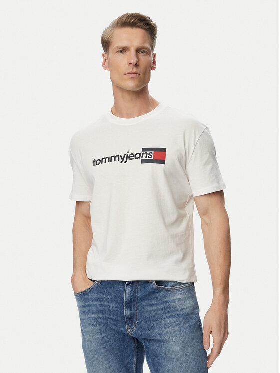 Tommy Jeans Tricou Entry Dna DM0DM23406 Alb Regular Fit