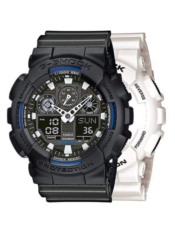 Casio Casio Zegarek SET GA-100B-7AER + BEZEL 10358741 + PASEK 10467764 Biały