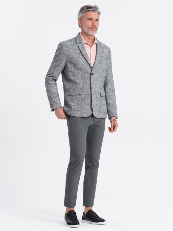 Ombre Ombre Sako OM-BLZB-0128 Šedá Regular Fit