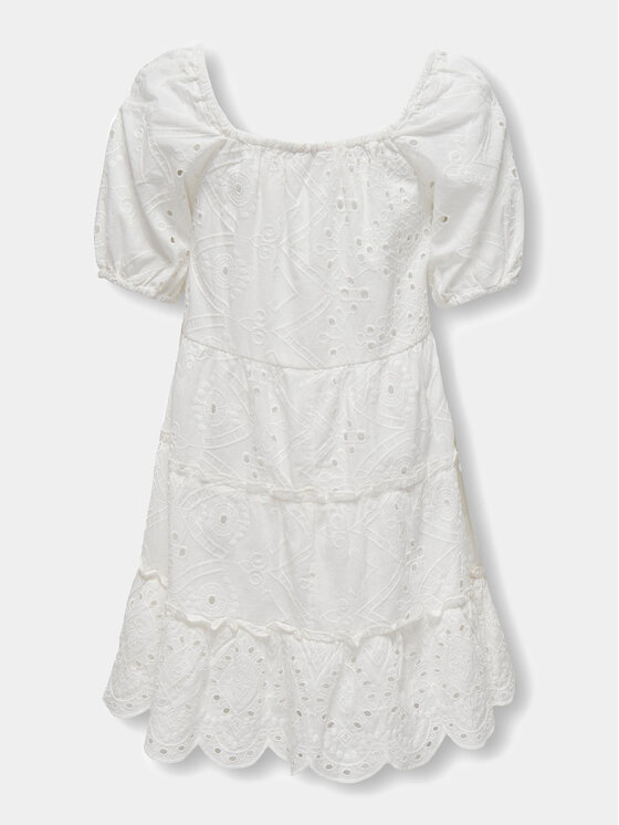 Kids ONLY Kids ONLY Sukienka letnia Cleo 15320402 Biały Regular Fit