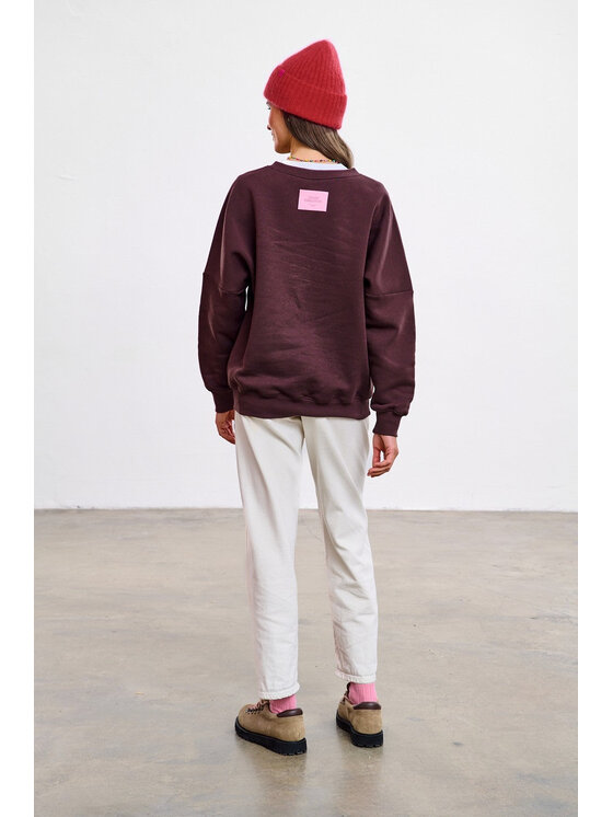 NAOKO NAOKO Bluza Double Espresso Brązowy Reglan Fit