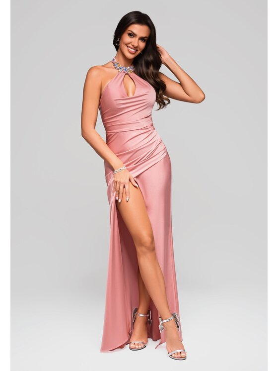 Ombre Ombre Sukienka wieczorowa LA-OM-DLR194 Różowy Regular Fit