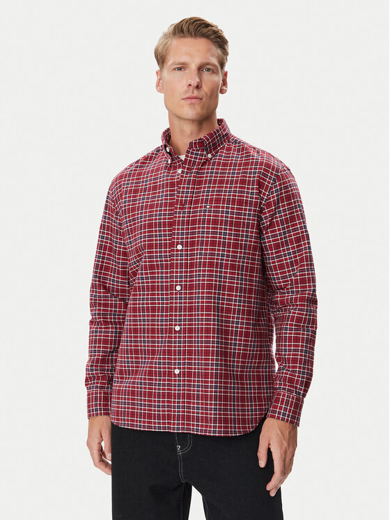 Tommy Hilfiger Tommy Hilfiger Camicia Oxford Tartan MW0MW44620 Rosso Regular Fit