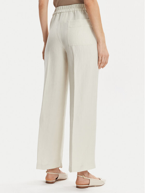 Marella Marella Kalhoty z materiálu Papiro 2413131085 Écru Regular Fit