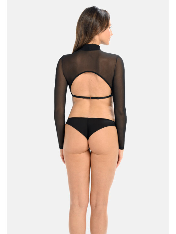 Teyli Teyli Bluzka z odkrytymi plecami Nina Czarny Standard Fit