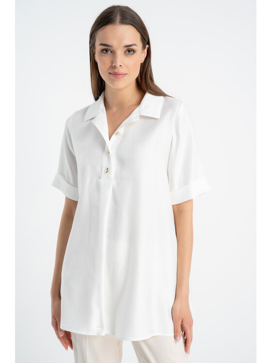 CLICK CLICK Koszula 10-6850 Biały Loose Fit