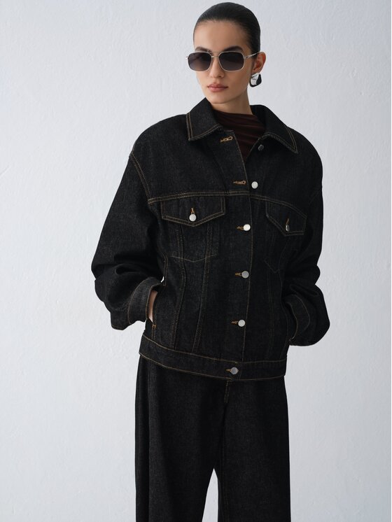 La Mania La Mania Kurtka jeansowa HAIM Czarny Oversize
