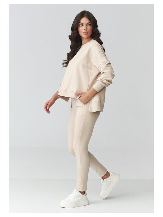Makadamia Makadamia Dres M917 Beżowy Loose Fit
