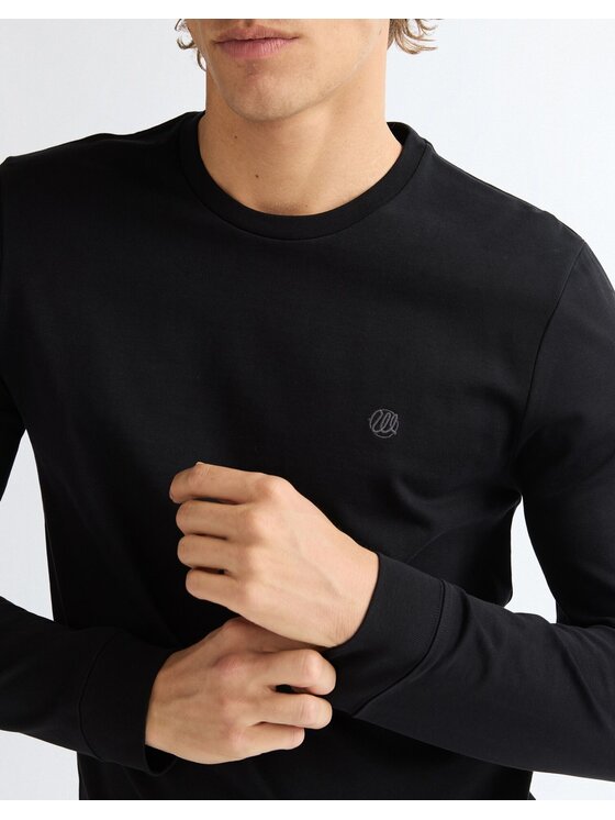 Wrangler Wrangler Longsleeve LS TEE Czarny Regular Fit