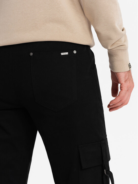 Ombre Ombre Spodnie materiałowe OM-PACG-0197 Czarny Regular Fit