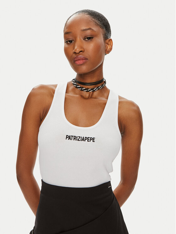 Patrizia Pepe Patrizia Pepe Top 8M1617/J216-W103 Valge Slim Fit