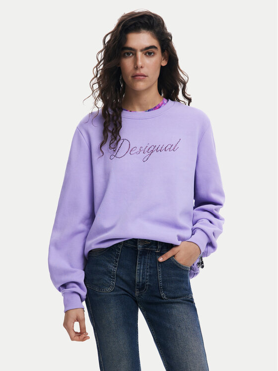 Desigual Pulóver 25SWSK16 Lila Regular Fit