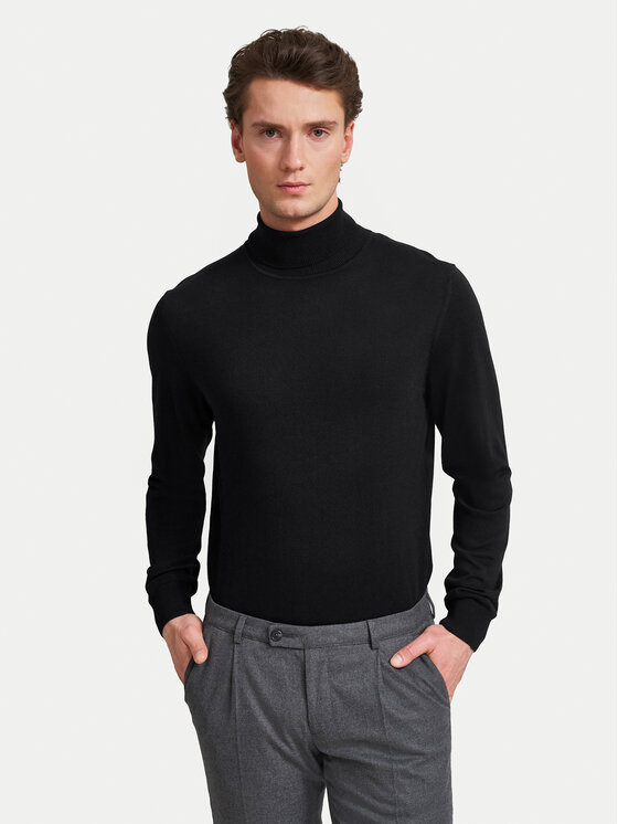 Bugatti Bugatti Rollkragenpullover 7700 65540B Schwarz Regular Fit