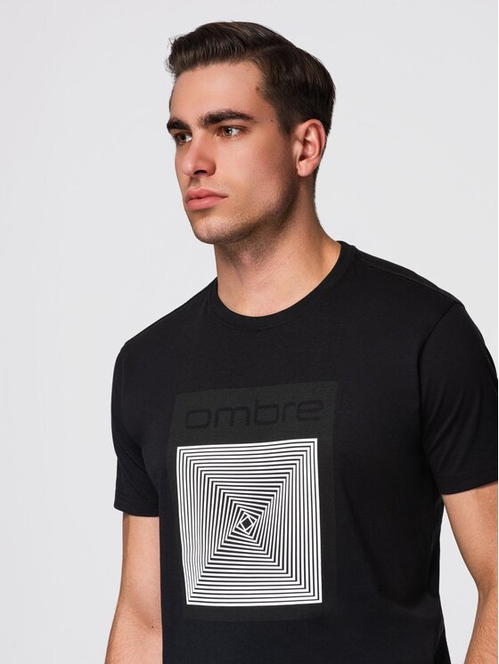 Ombre Ombre T-Shirt OM-TSPT-0260 Czarny Regular Fit